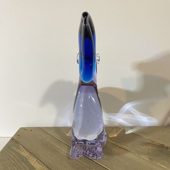 Vintage Toucan Bird Hand Blown Art Glass Figurine Decor Blue Amethyst - Picture 3 of 6
